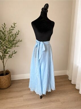 Light Blue Chiffon Ballroom Dance Wrap Skirt Adult Size Flowy Practice
